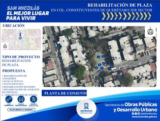 Rehabilitación de plaza, Constituyentes de Querétaro 3 Sec