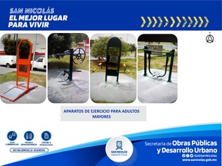 Instalación de aparatos ejercitadores para adultos mayores, Constituyentes de Querétaro. 1 Sec.