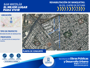 Rehabilitación de banquetas, Cuatro de Octubre.
