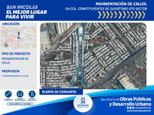 Pavimentación de calles, Prol. Churubusco, Constituyentes de Queretaro. 6 sec.