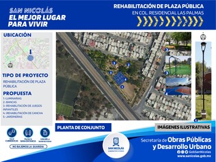 Rehabilitación de la plaza con video vigilancia. Residencial las Palmas.