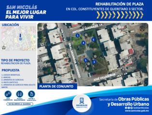 Rehabilitación de Plaza, Constituyentes de Querétaro 3 sec.