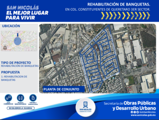 Remodelación de banquetas, Constituyentes de Querétaro. 3 sec.
